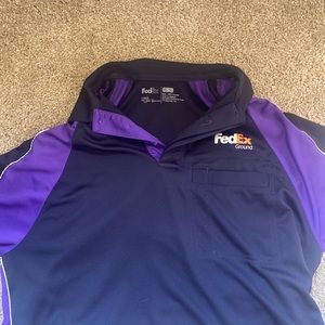 Unisex Mens FedEx Ground Polo Shirt Black Purple Uniform Work Shirt Top